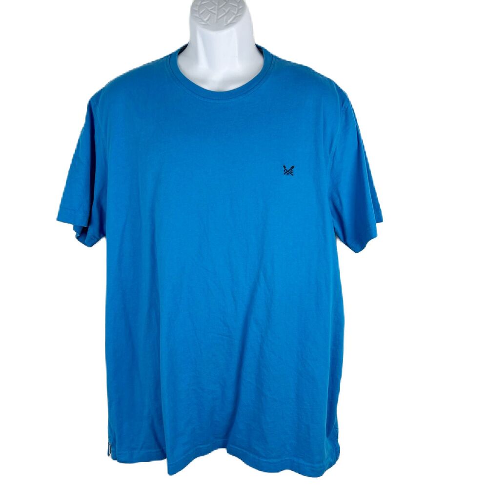 Crew Clothing Company Shirt Men XXL Blue Crew Neck Solid Short Sleeve Tee